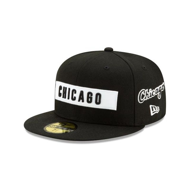 MLB Chicago White Sox Boxed Wordmark 59Fifty Fitted (QYQ7927) - Black New Era Caps